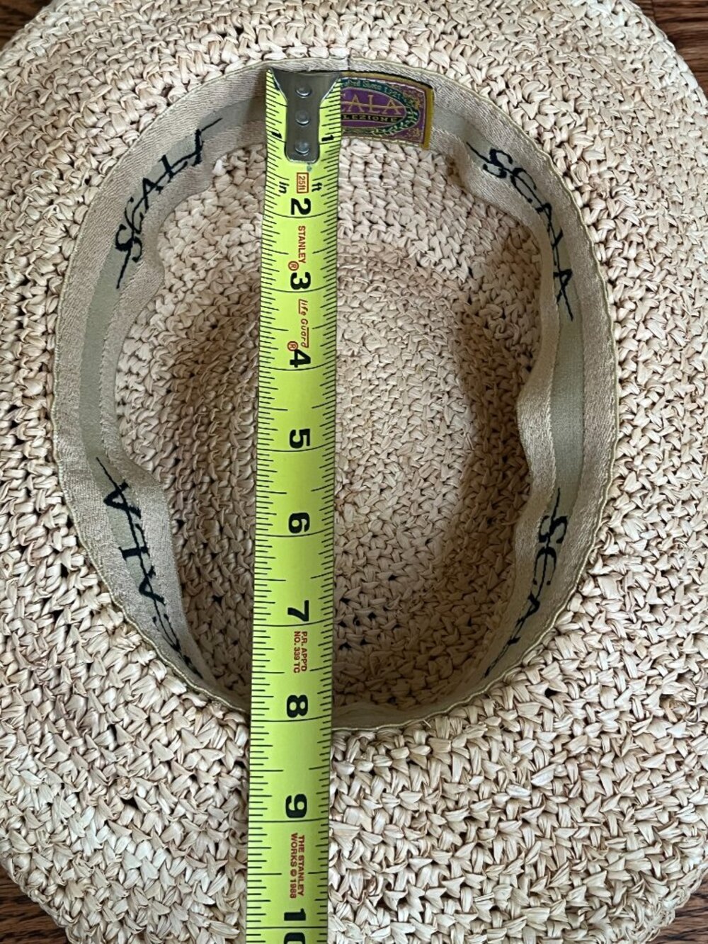 Scala Raffia Straw Sun Hat Wide Rolled Brim Natural Woven Beach Garden Resort - Picture 9 of 10
